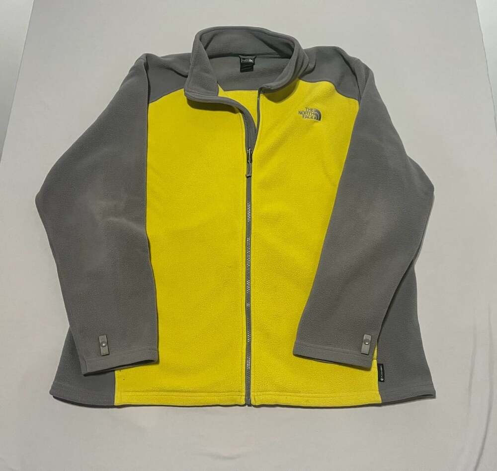 The North Face FlashDry Gray and Yellow Full Zip Outdoor Fleece Jacket